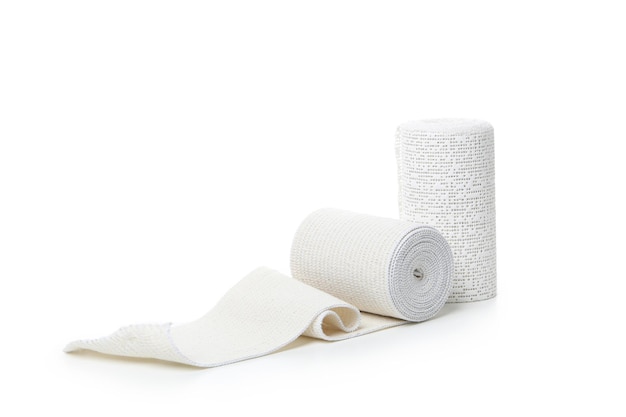 Concept of first aid supplies bandage isolated on white background