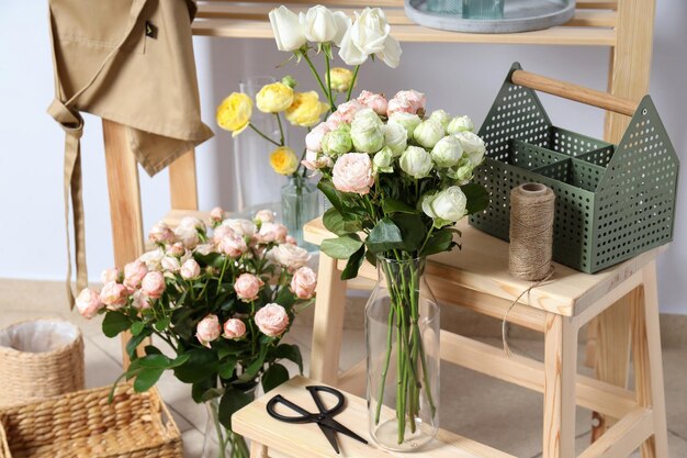 Concept of floral shop delivery and florist