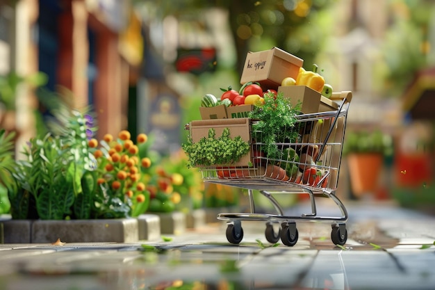 The concept of food and groceries delivery