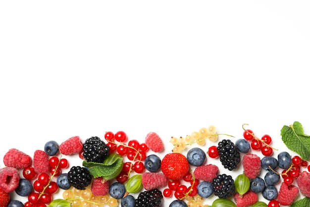 Concept of fresh food berries space for text