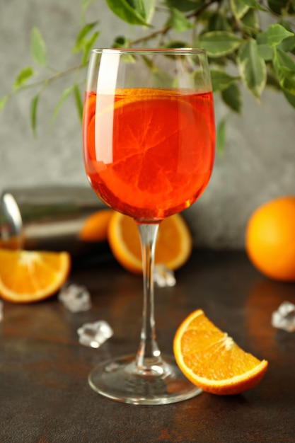 Concept of fresh summer cocktail Aperol Spritz