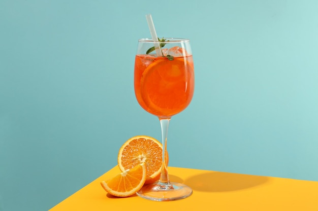 Concept of fresh summer cocktail Aperol Spritz