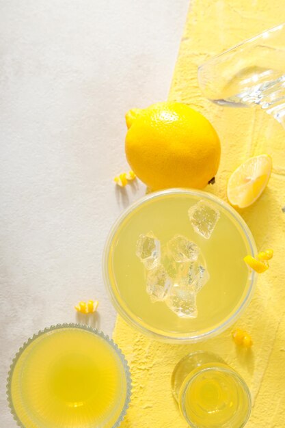 Concept of fresh summer drink Limoncello cocktail