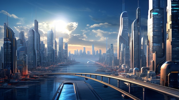 Concept of a futuristic digital city illustrated