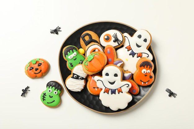 Concept of Halloween sweets funny sweets top view