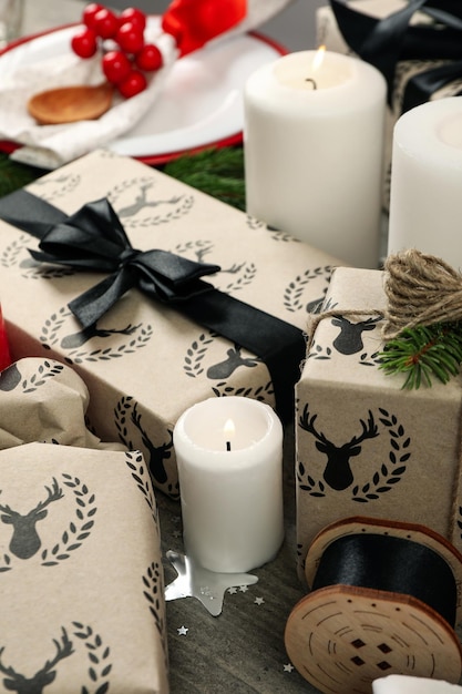 Concept of Happy New Year Christmas table setting