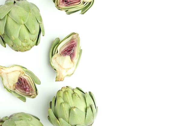 Concept of healthy food with artichoke space for text