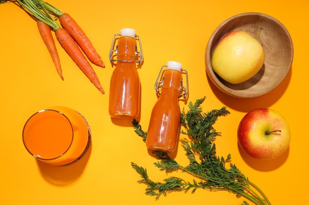 Concept of healthy nutrition and diet with Carrot juice