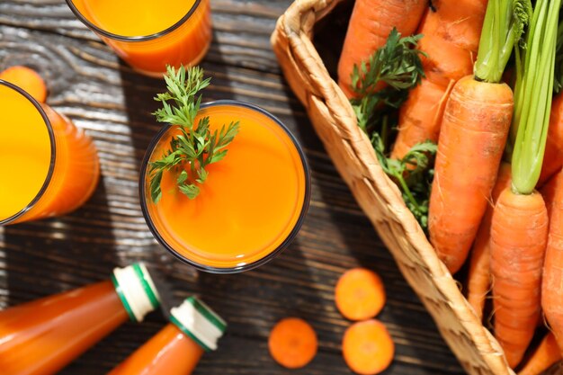 Concept of healthy nutrition and diet with Carrot juice