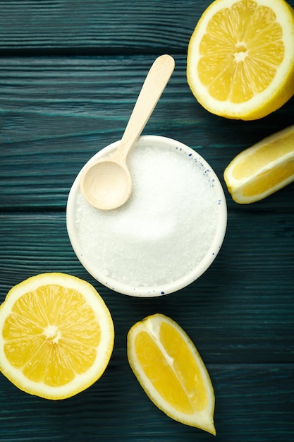 Concept of household cleaners with lemon acid