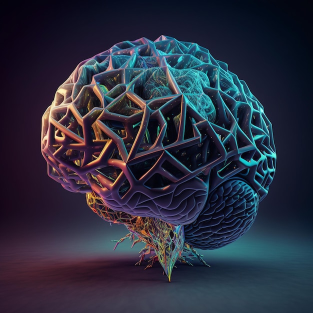 Concept of human intelligence with human brain on blue background