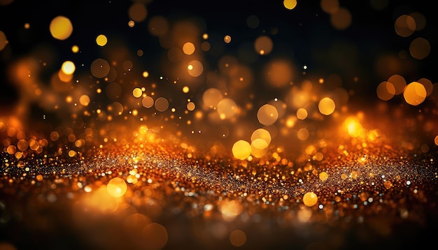 Concept illustration of a abstract luxury gold background with gold particle Glitter vintage lights background Christmas Golden light shine particles Generative AI