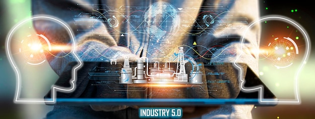 The concept of Industrial Revolution No 5 is to improve the production process to be more efficient By working together between humans intelligent systems AI and robots