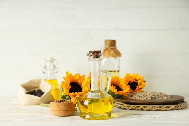 Concept of ingredients for cooking Sunflower oil