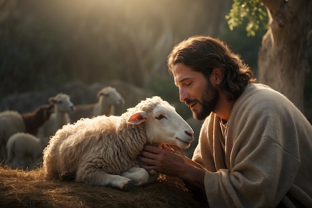 A concept of Jesus recovered the lost sheep as in bible