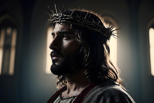 A concept of Jesus wearing a crown of thorns