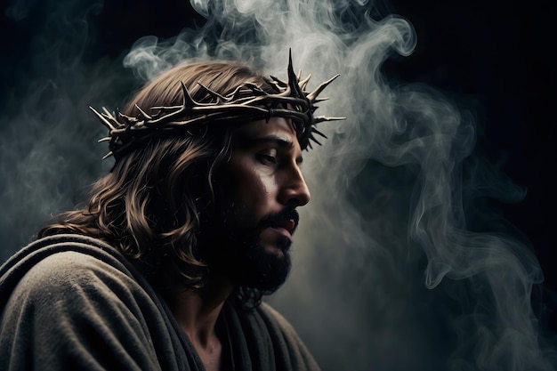 A concept of Jesus wearing a crown of thorns