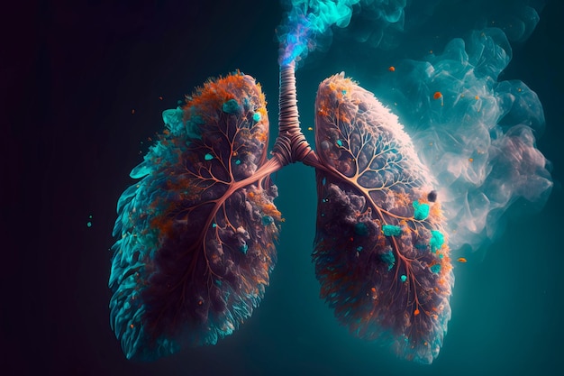 The concept of the lungs of a smoker and a healthy person Generative AI