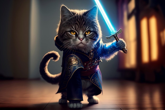 Concept ninja warrior cat character Generative AI