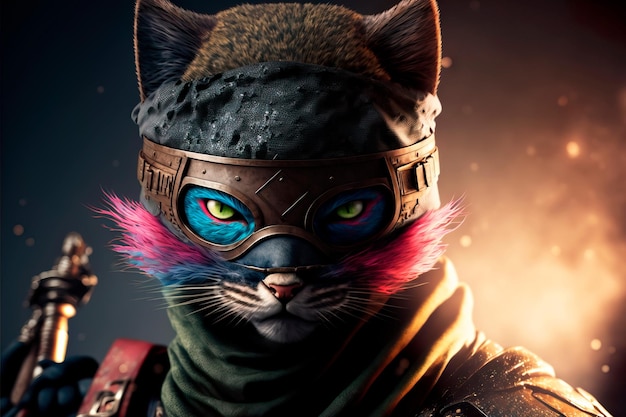 Concept ninja warrior cat character Generative AI