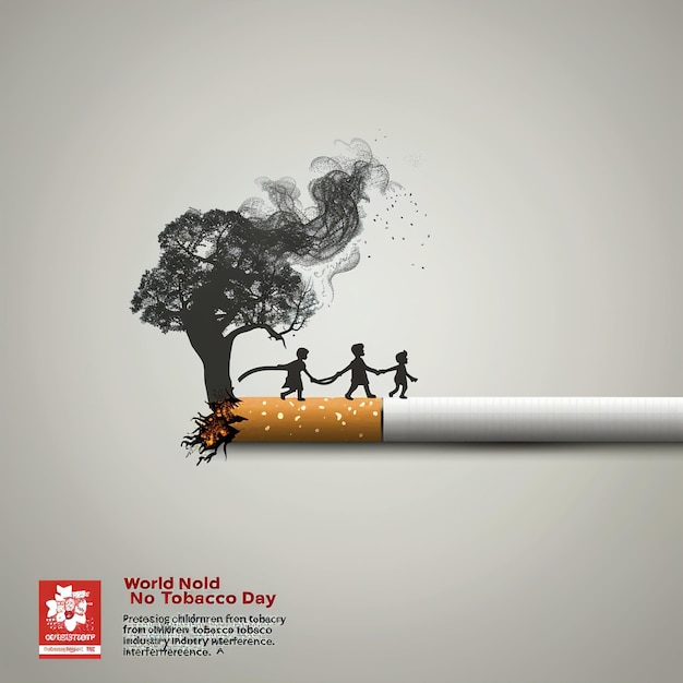 Photo concept of no smoking and world no tobacco day 2024 world no tobacco day creative template banner poster social media post greetings cardillustration