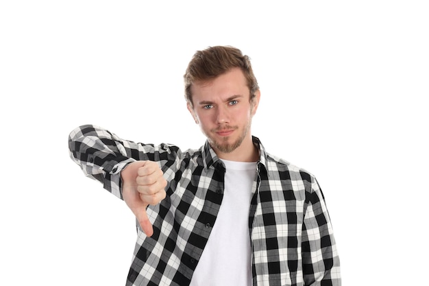 Concept of people with young man isolated on white background