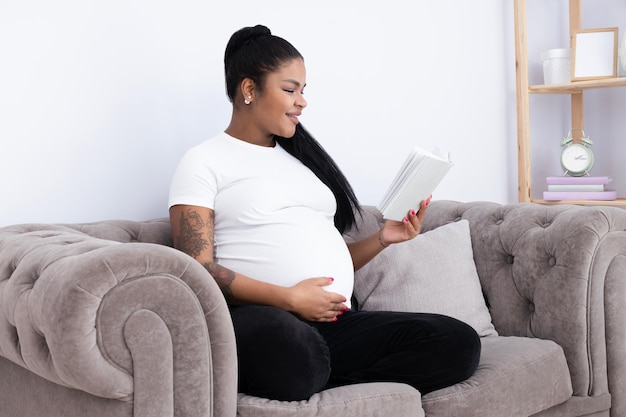 Concept of pregnancy and maternity with african american woman