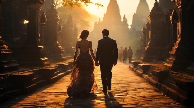 The concept of Prewedding Bali has a barong with the background of the Prambanan