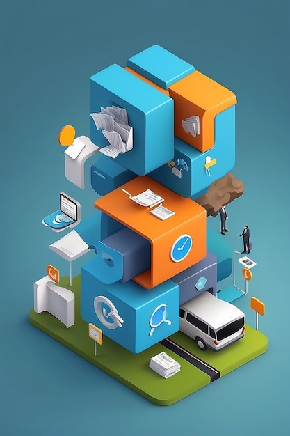 Concept of Project Closure Project managment life cycle 3d vector illustration