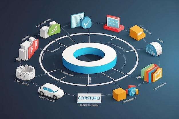 Photo concept of project closure project managment life cycle 3d vector illustration