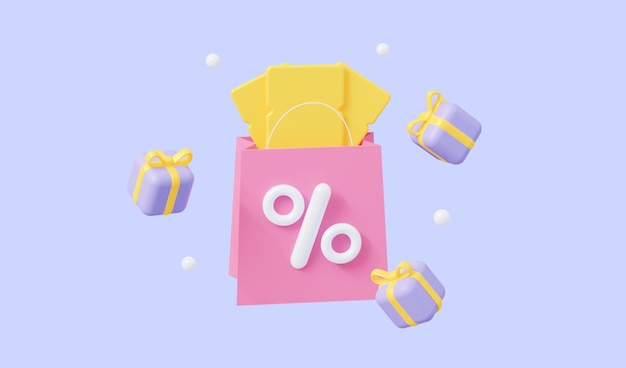 The concept of a promo code  Coupon with flying a gifts