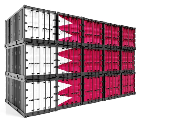 The concept of Qatar exportimport container transporting and national delivery of goods The transporting container with the national flag of Qatar view front