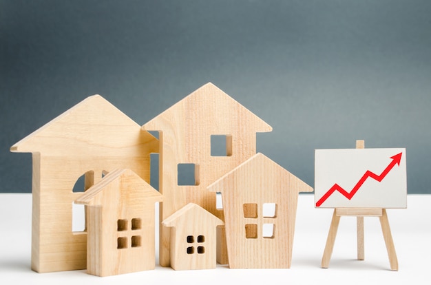 The concept of real estate market growth. The increase in housing prices.