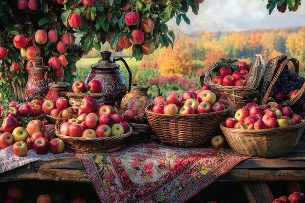 Photo concept of the russian holiday apple spas