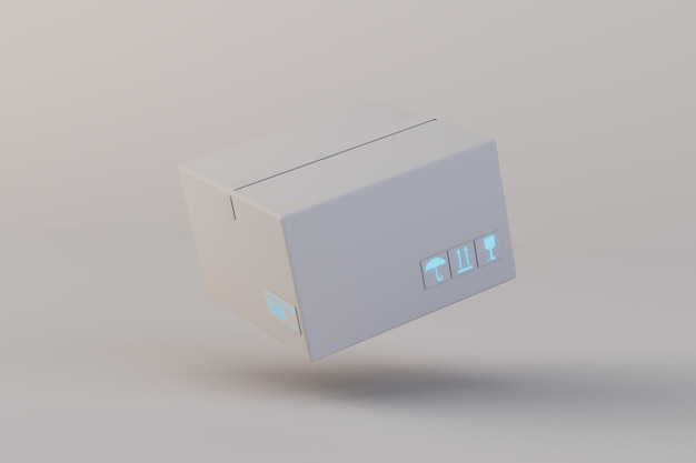 The concept of sending parcels box with parcel on a brown background 3D render