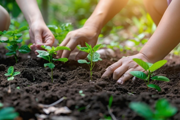 Concept of Sustainability hands planting trees