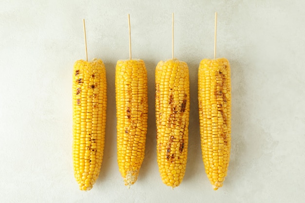 Concept of tasty food with grilled corn