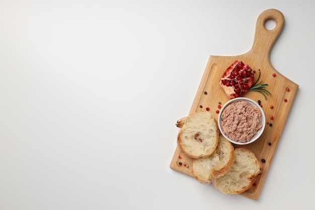 Concept of tasty food with pate top view