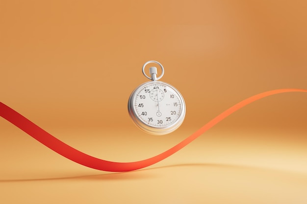 The concept of timing in sports stopwatch on a brown background 3D render