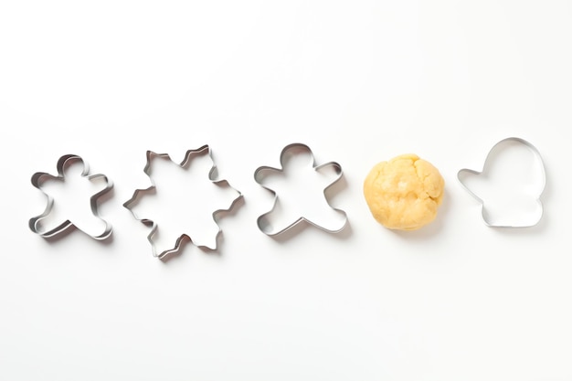 Concept of tools for cooking cookies cookie cutter top view