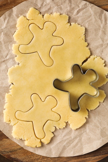 Concept of tools for cooking cookies cookie cutter top view