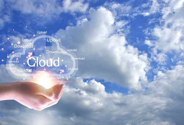 Concept of using cloud online system is convenient economical energy saving and low cost