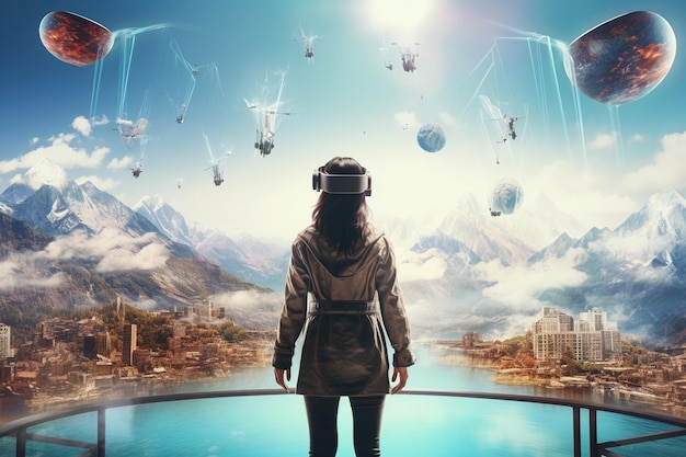 Photo concept of virtual reality technology applied to the tourism sector and immersive experiences