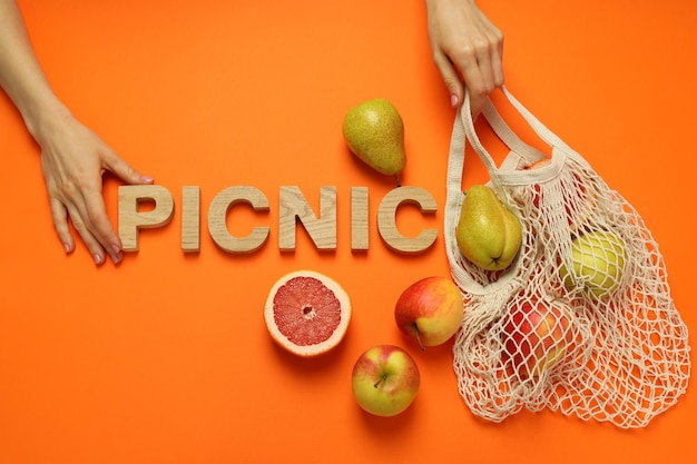 Concept of wonderful day out on picnic