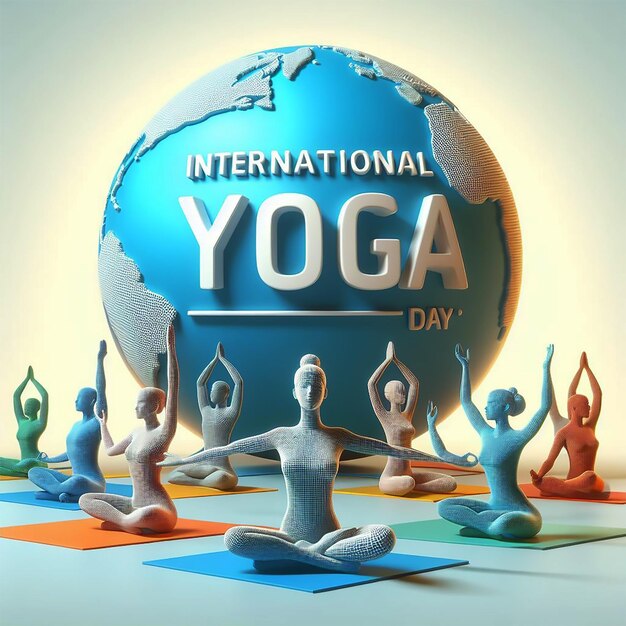 Concept of Yoga with Text International yoga day Yoga Body Posture Group of people practicing yoga