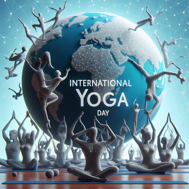 Concept of Yoga with Text International yoga day Yoga Body Posture Group of people practicing yoga