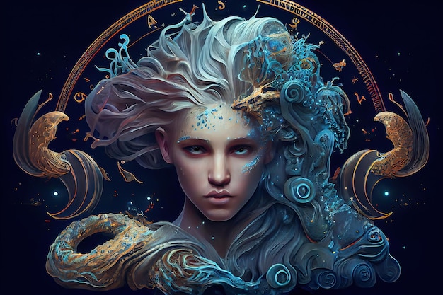 Concept Zodiac signs Aquarius one of the twelve astrological signs of the zodiac Generative AI