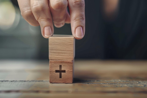 Concepts of gender equality Hand flip wooden cube with symbol unequal change to equal sign