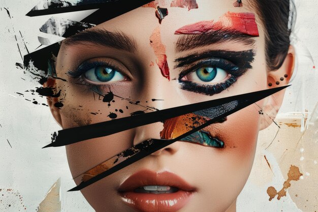 Conceptual Art of Womans Face with Various Makeup Looks for Different Times of Day Perfect for Beauty and Fashion Design