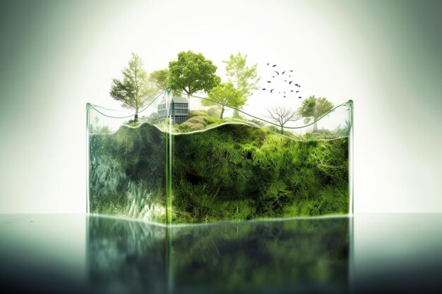 Photo conceptual artwork depicting sustainability and eco friendly created with generative ai